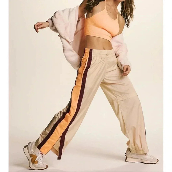 New Free People End Zone Track Pants Wide Leg Nyon Cargo FP Movement Small - Picture 1 of 13